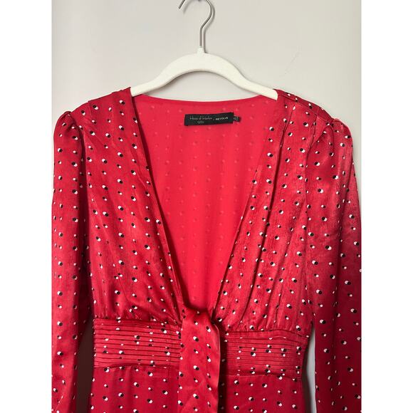 House of Harlow 1960 x Revolve sz. XS Vera Polka Dot Print Jumpsuit Red - Picture 5 of 12